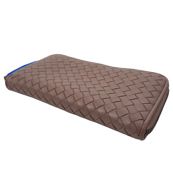 Bottega Veneta Intrecciato Zip Around Long Wallet Leather Weave Light Pink - Picture 4 of 12